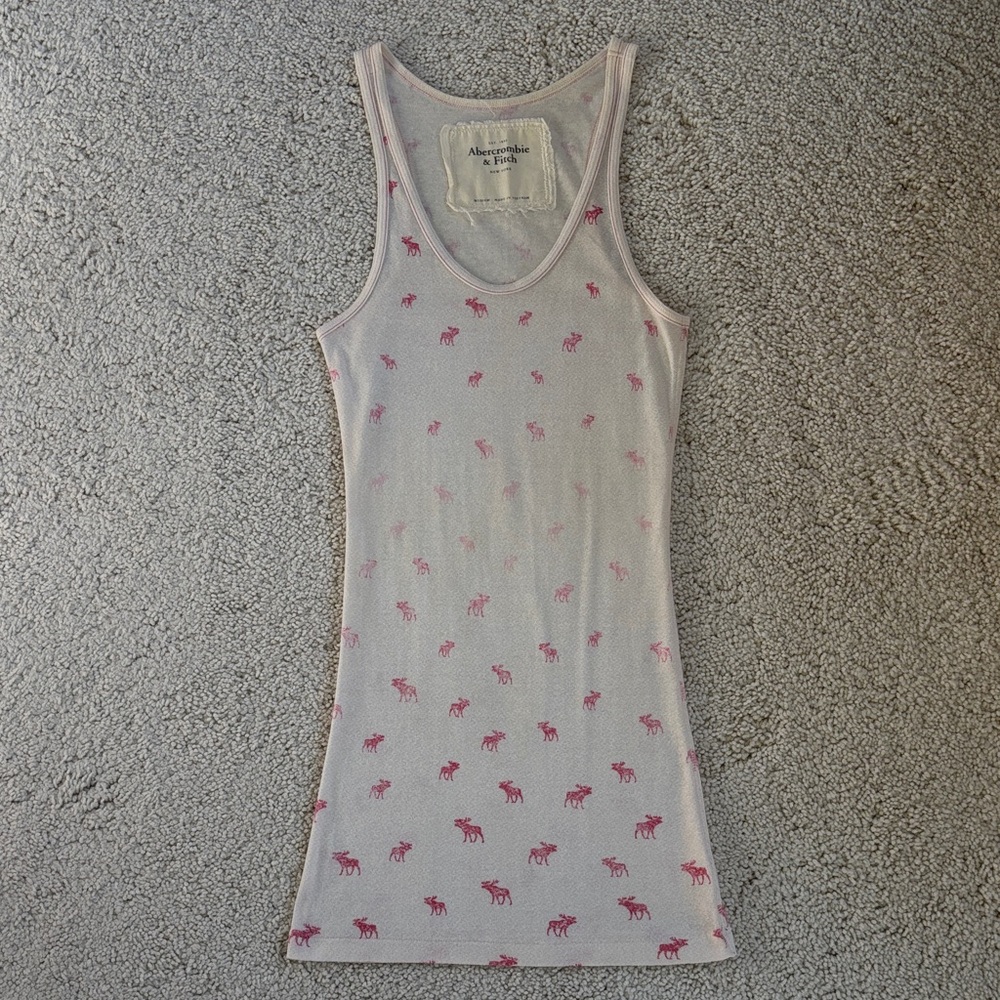 Vintage Abercrombie & Fitch White and Pink Tank Top